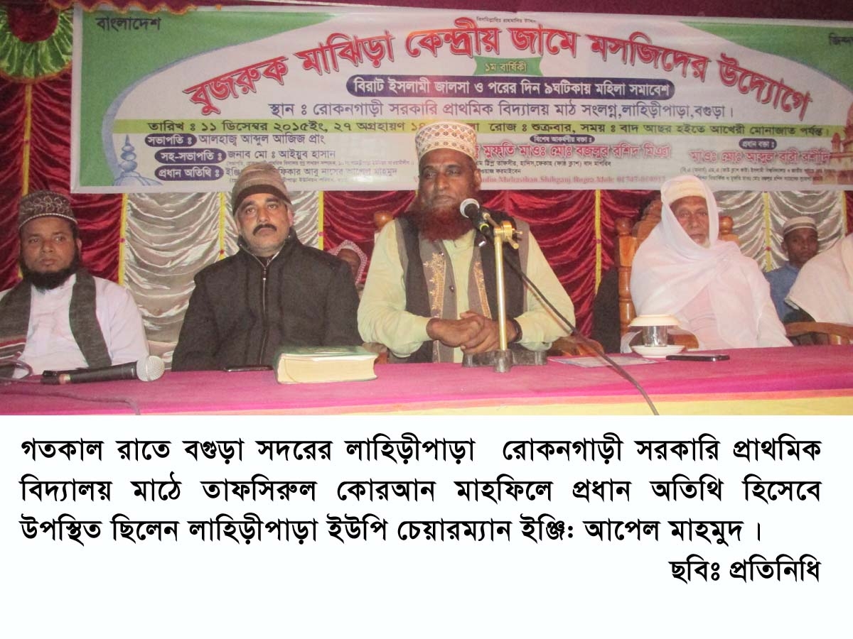 যাদের মধ্যে আলহ্ ভীতি কাজ করে তারাই হল প্রকৃত মুসলমান —— চেয়ারম্যান ইঞ্জি: আপেল মাহমুদ
